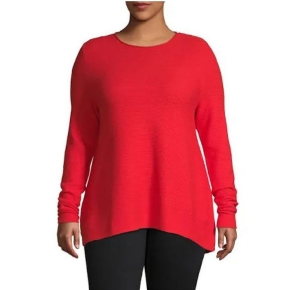 Lord & Taylor Vivid Poppy Red High Low Sweater 1X